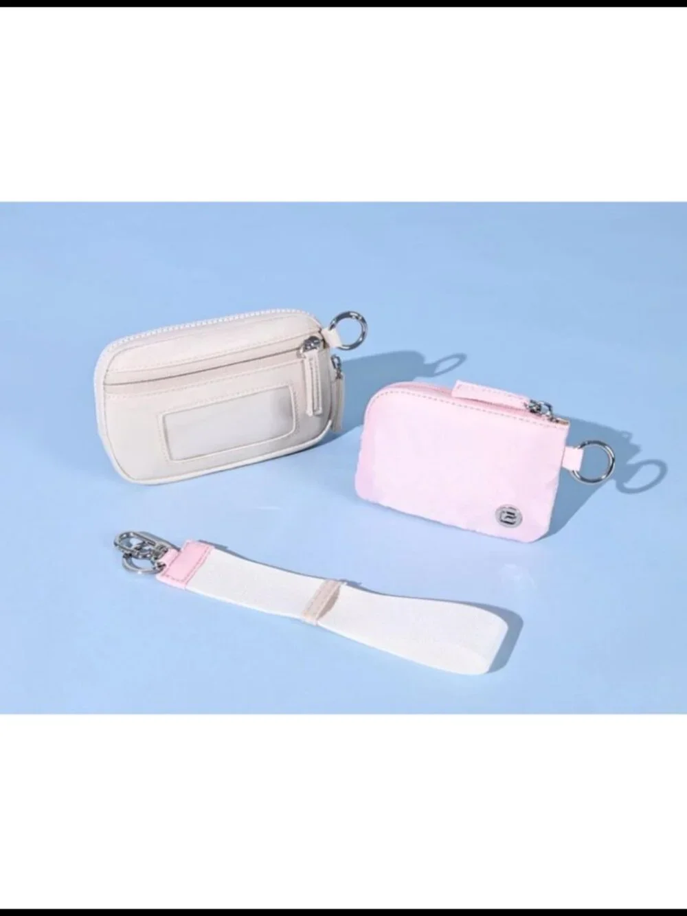 RFID Wristlet Wallet Dual Pouch Nylon Keychain Coin Purse Travel Hands-Free